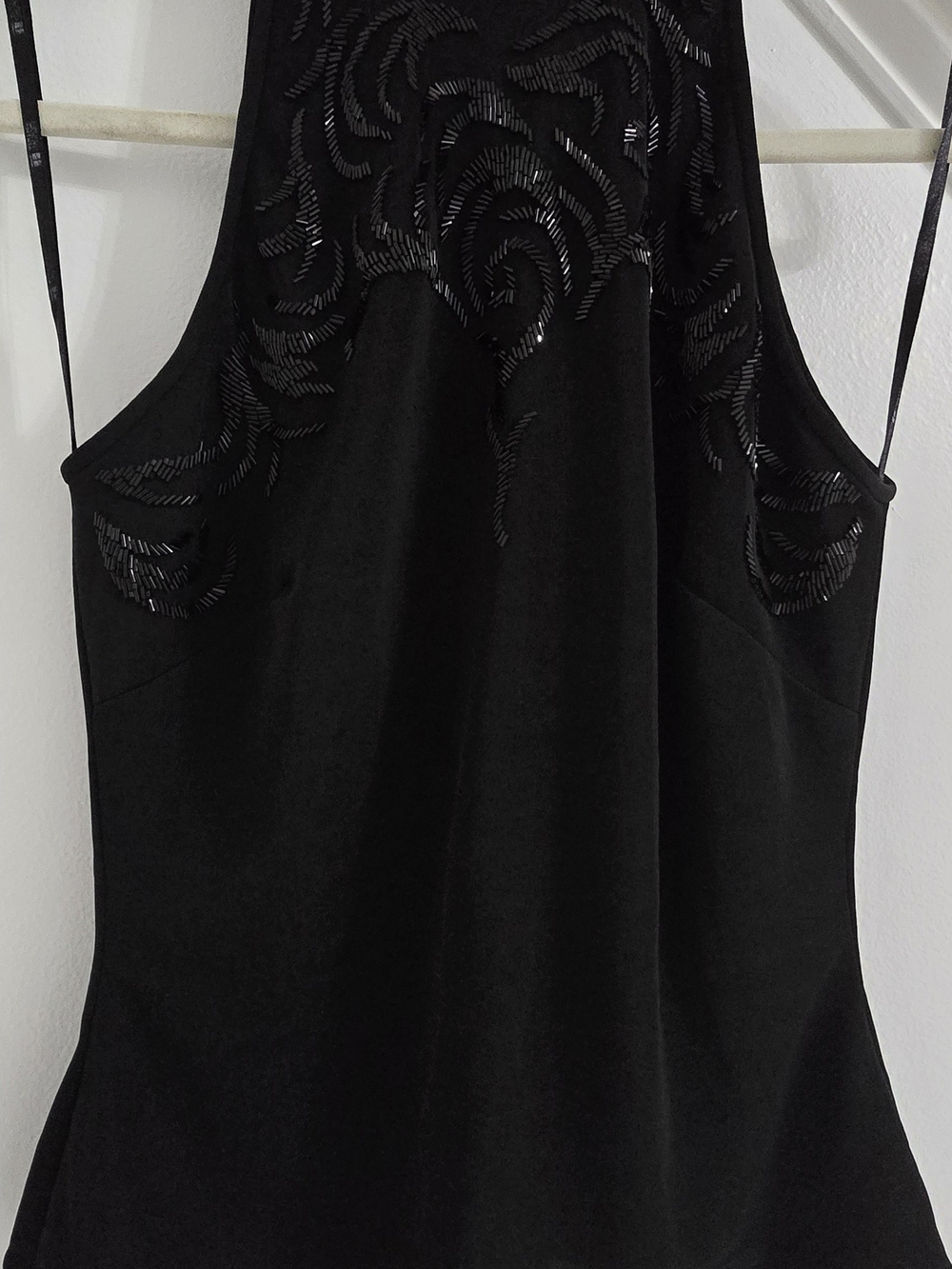Black Sleeveless Womens Top with Beaded Accents